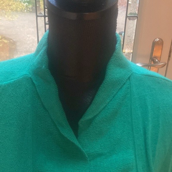 Chico’s Green handkerchief ruffles Open Front Cardigan.  Size 16 - Picture 5 of 6